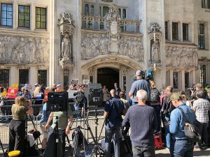 journalists outside UK Supreme Court for the Prorogation case against Johnson